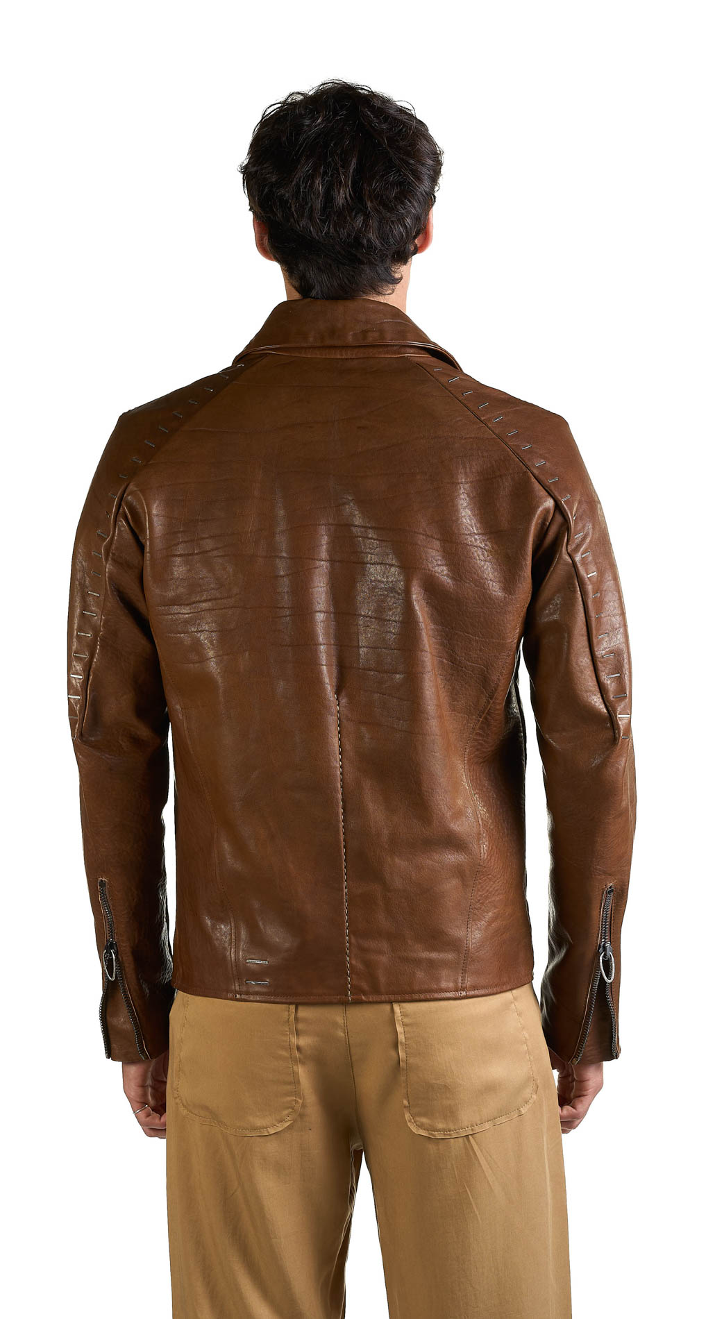 DANIELE BASTA LEATHER AND SILVER JACKET